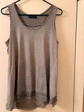 Light Gray Sleeveless Women's Layered Tank Top -from Italy